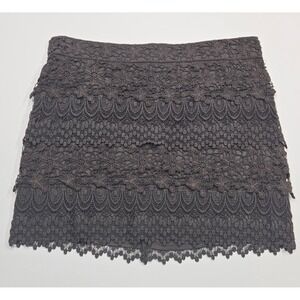 American Eagle Outfitters Lace Skirt‎ Size 4 Tiered Mini Brown